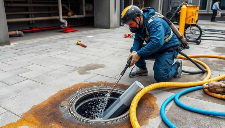 Abflussreinigung mit Druckluft